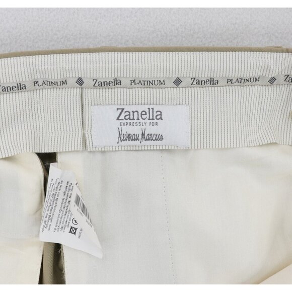Zanella Platinum Loro Piana Tasmanian 150s Wool Mens 37 X 34 Beige Parker - Picture 9 of 11